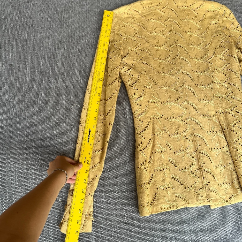 Vtg Ultra Betsey Johnson Two-Piece Blazer & Skirt Suit Set Womens Yellow Eyelet - Picture 8 of 16
